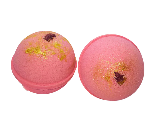 ROSE GOLD BATH BOMB - STRAWBERRY & ROSE PETALS